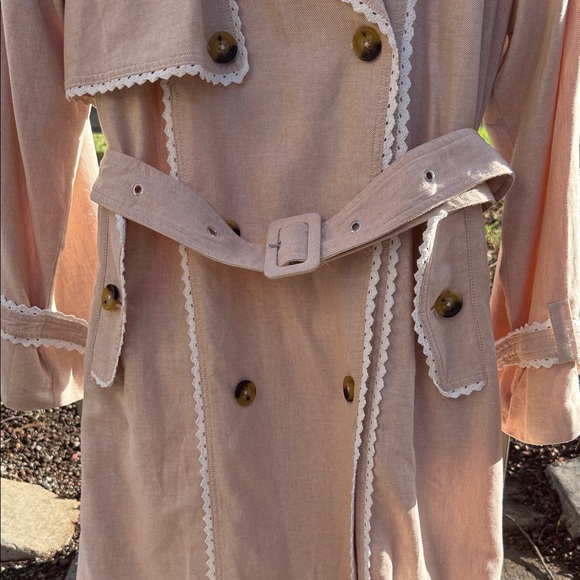 Avec Les Filles Pink Trench Coat with White Accents - Picture 3 of 9